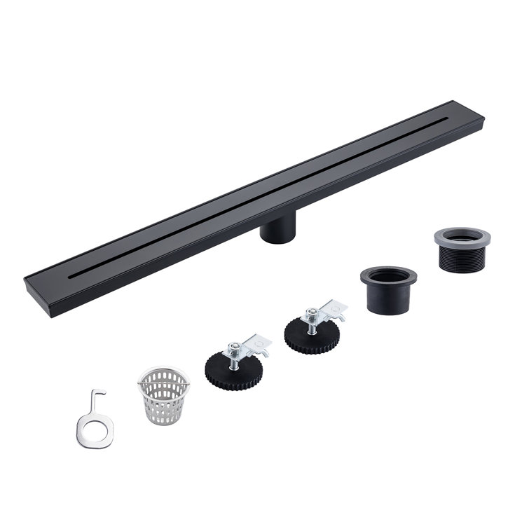 28'' Matte Black Stainless Steel Linear Grid Shower Drain
