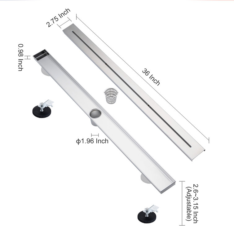 36-inch Brushed Nickel Stainless Steel Linear Shower Drain