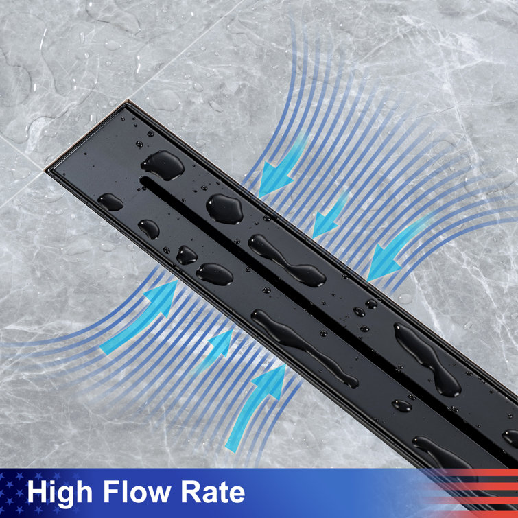 24'' Matte Black Stainless Steel Linear Shower Drain