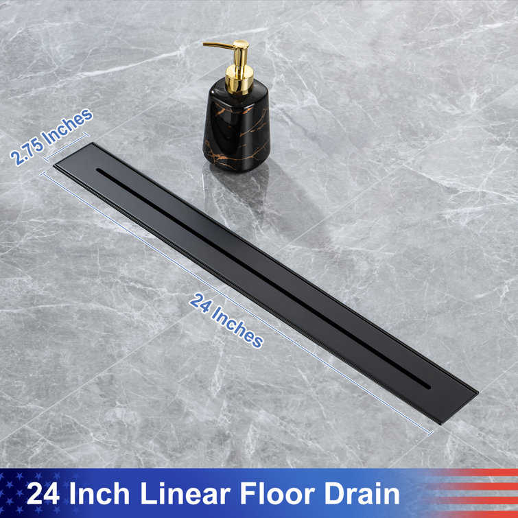 24'' Matte Black Stainless Steel Linear Shower Drain