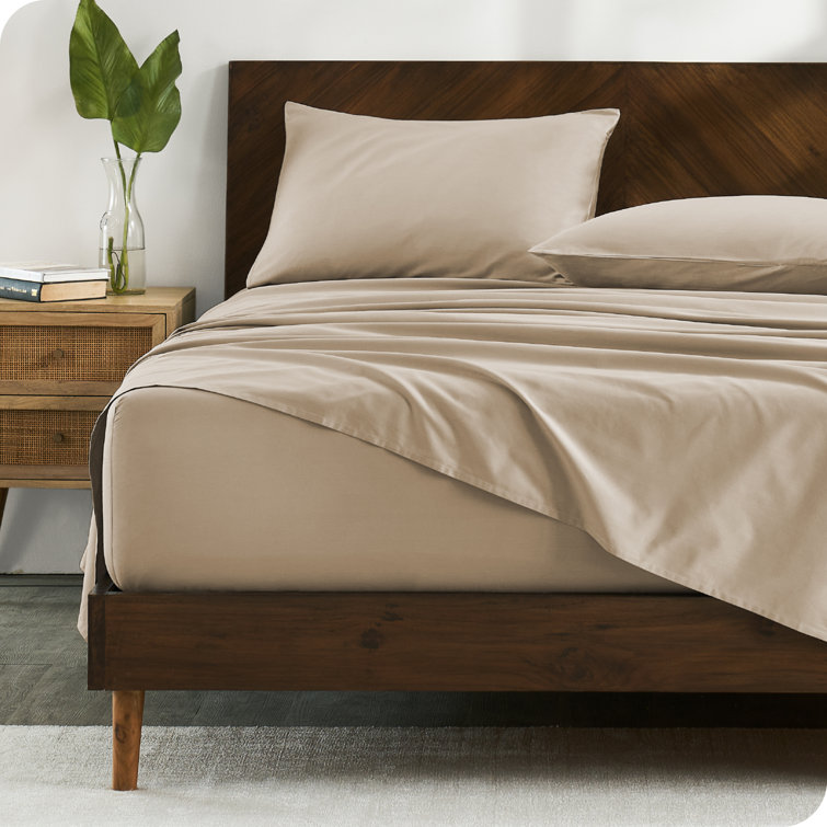 Full French Beige Organic Cotton Percale Sheet Set