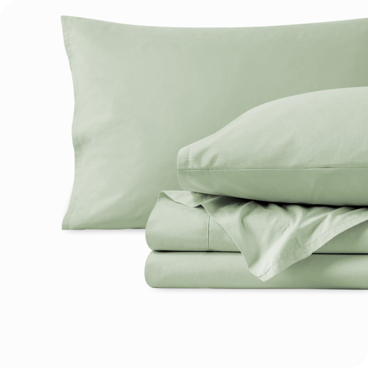Willow Organic Cotton Percale King Sheet Set in Crisp Green