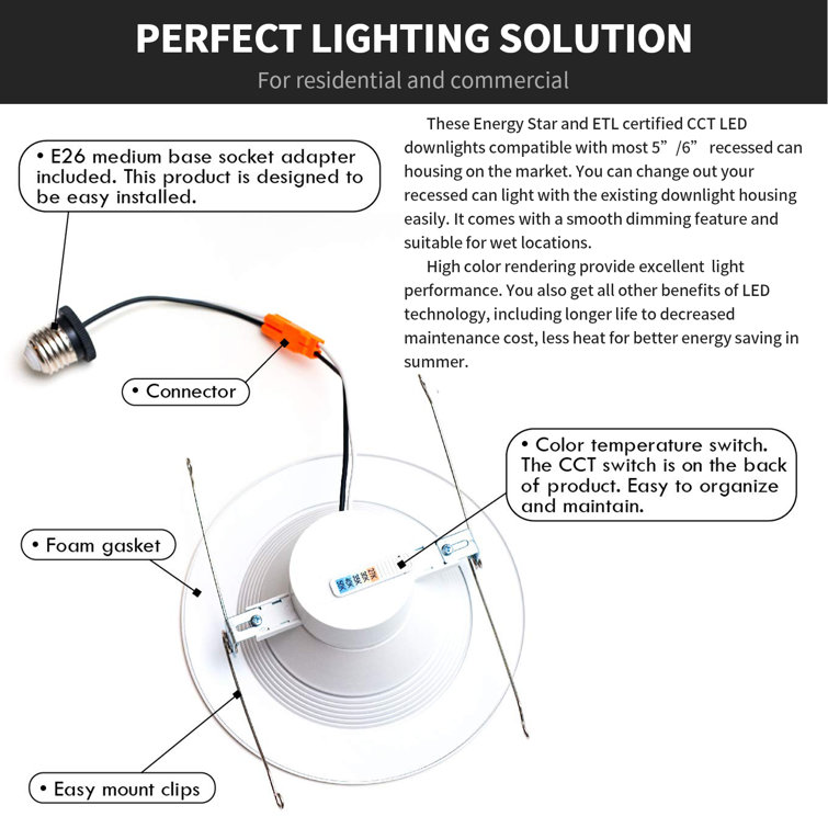 6-Inch White Aluminum LED Recessed Lighting Kit