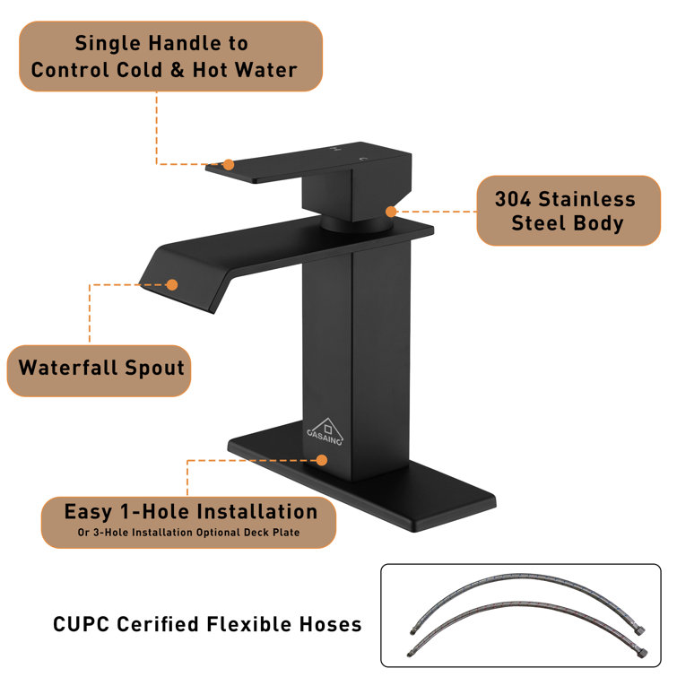 Matte Black Stainless Steel Single Handle Bathroom Faucet