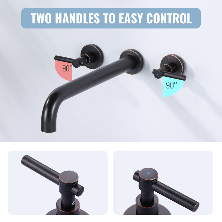 Oil Rubbed Bronze Double Handle Wall Mount Tub Faucet