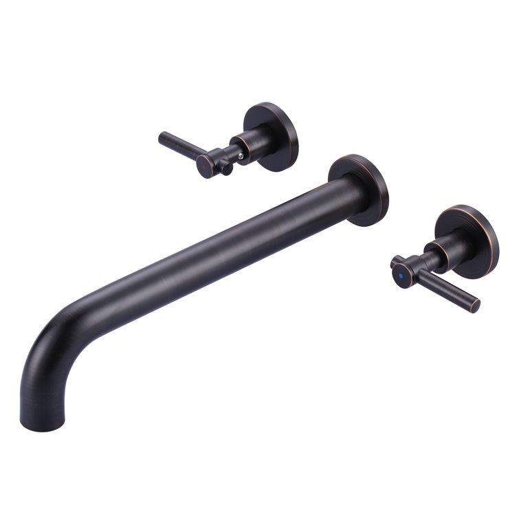Oil Rubbed Bronze Double Handle Wall Mount Tub Faucet