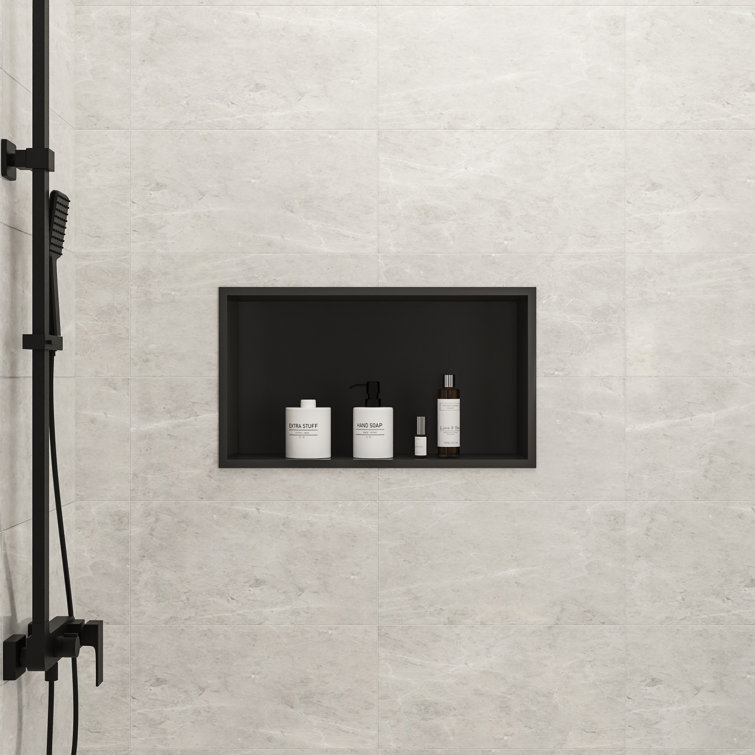 Matte Black Stainless Steel Rectangular Wall Mount Shower Niche