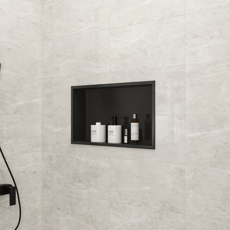 Matte Black Stainless Steel Rectangular Wall Mount Shower Niche