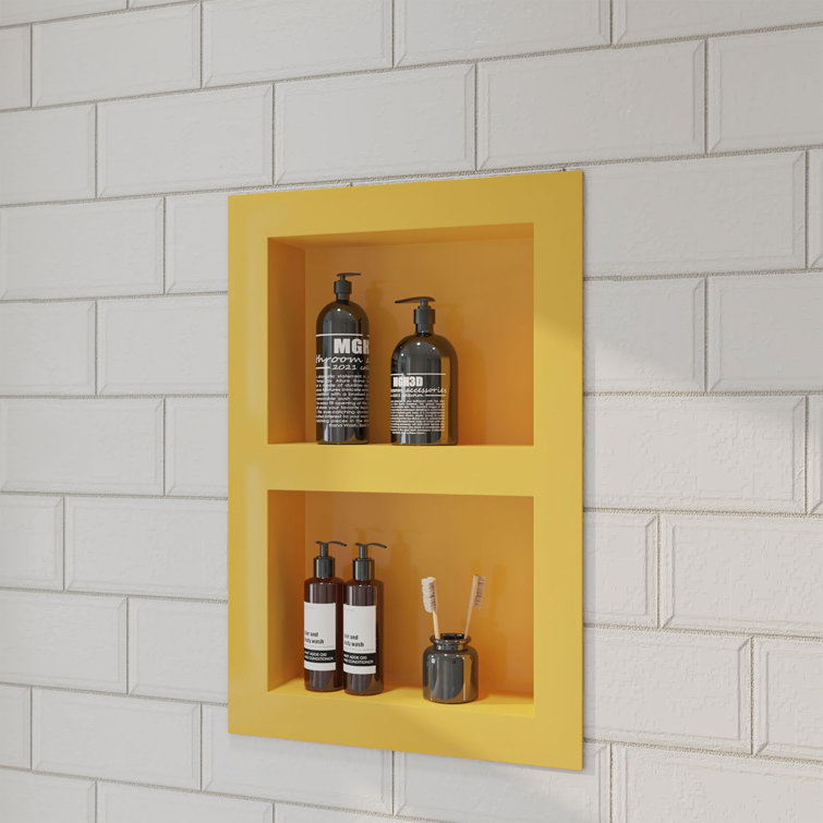 Yellow Stainless Steel Double Shelf Wall Niche for Shower