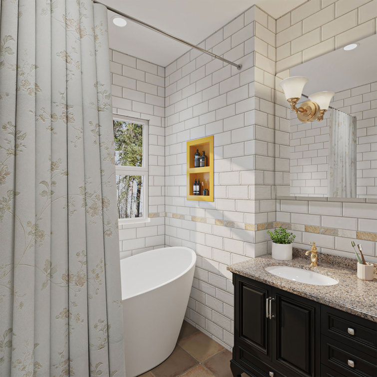 Yellow Stainless Steel Double Shelf Wall Niche for Shower
