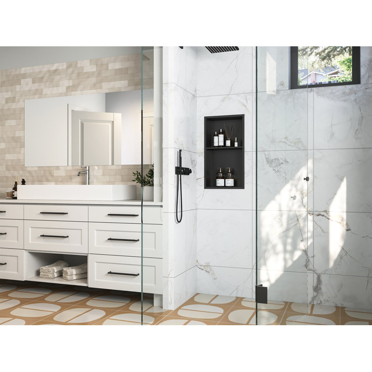 Matte Black Stainless Steel Wall Mount Shower Niche with Double Shelf
