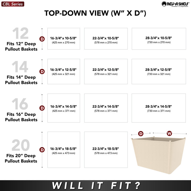 Tan Linen Closet Basket Liner with Velcro Tabs
