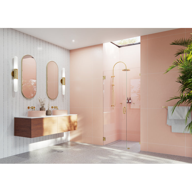 Polished Brass Frameless Glass Shower Door, 36.5" x 78"