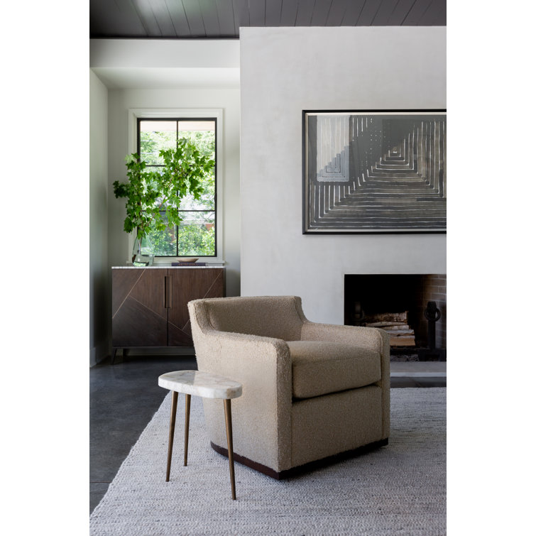 Fino White Marble Top Triangular End Table with Gold Legs