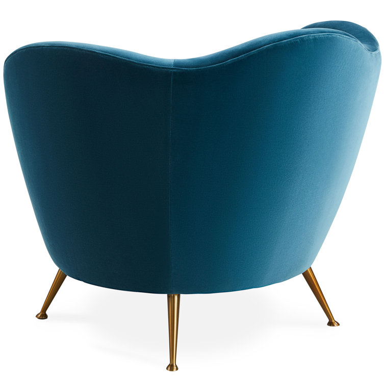 Teal Velvet Ripple Barrel Chair with Metal Legs