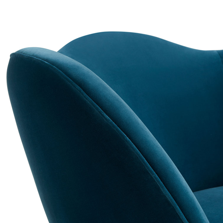 Teal Velvet Ripple Barrel Chair with Metal Legs