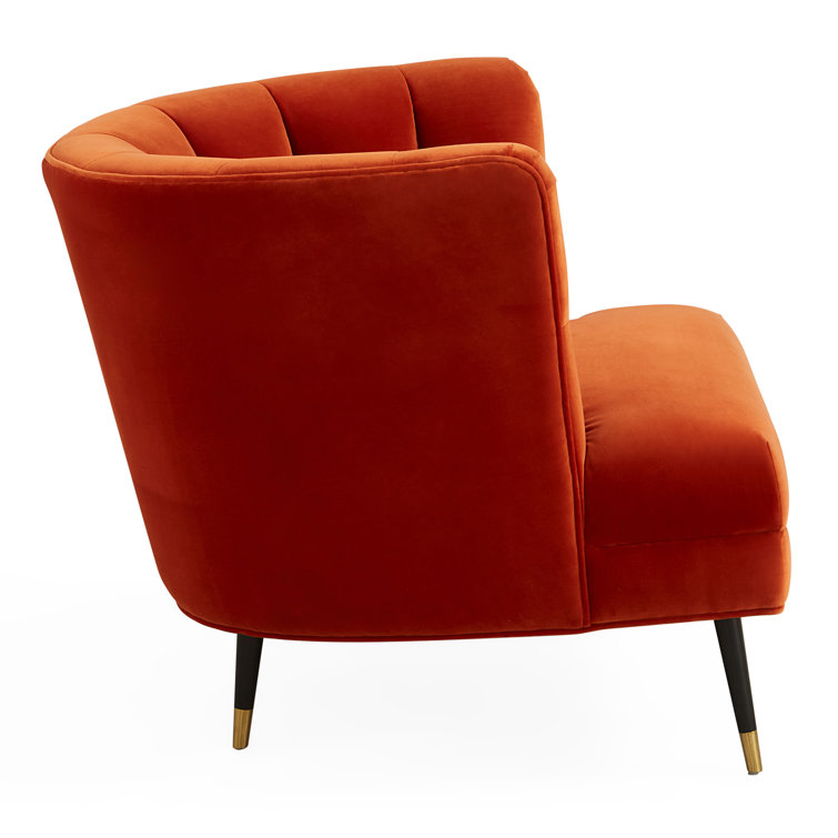 Draper Orange Velvet Barrel Chair with Metal Legs