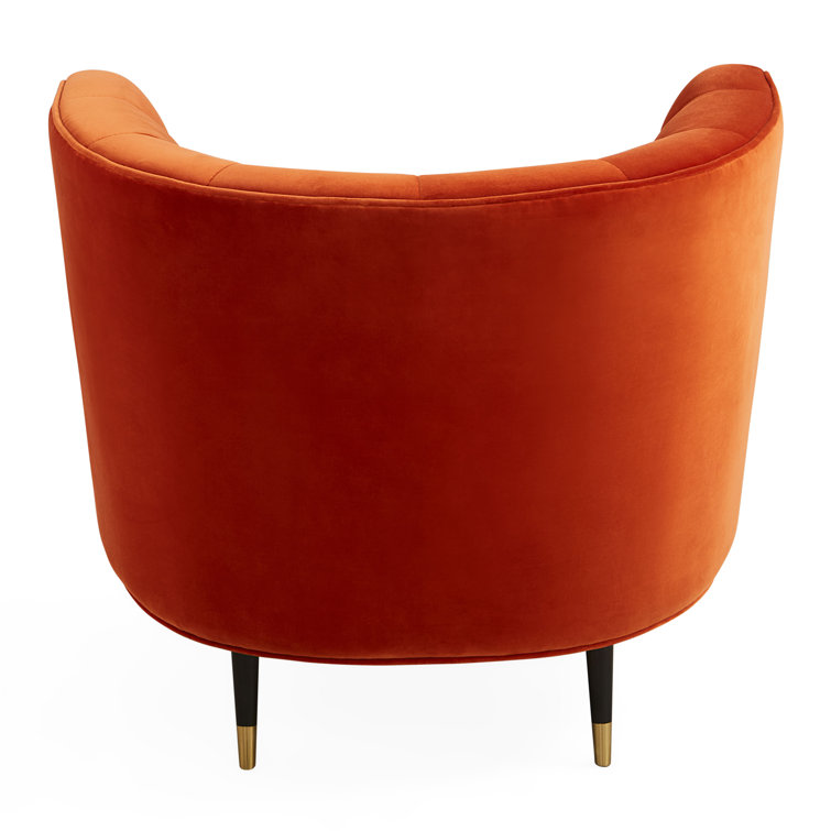 Draper Orange Velvet Barrel Chair with Metal Legs