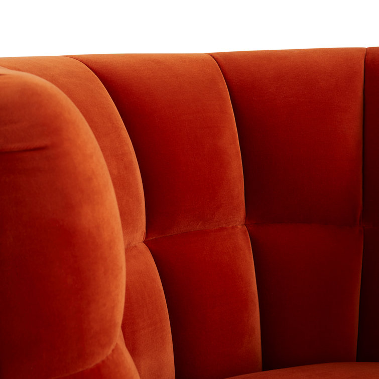 Draper Orange Velvet Barrel Chair with Metal Legs