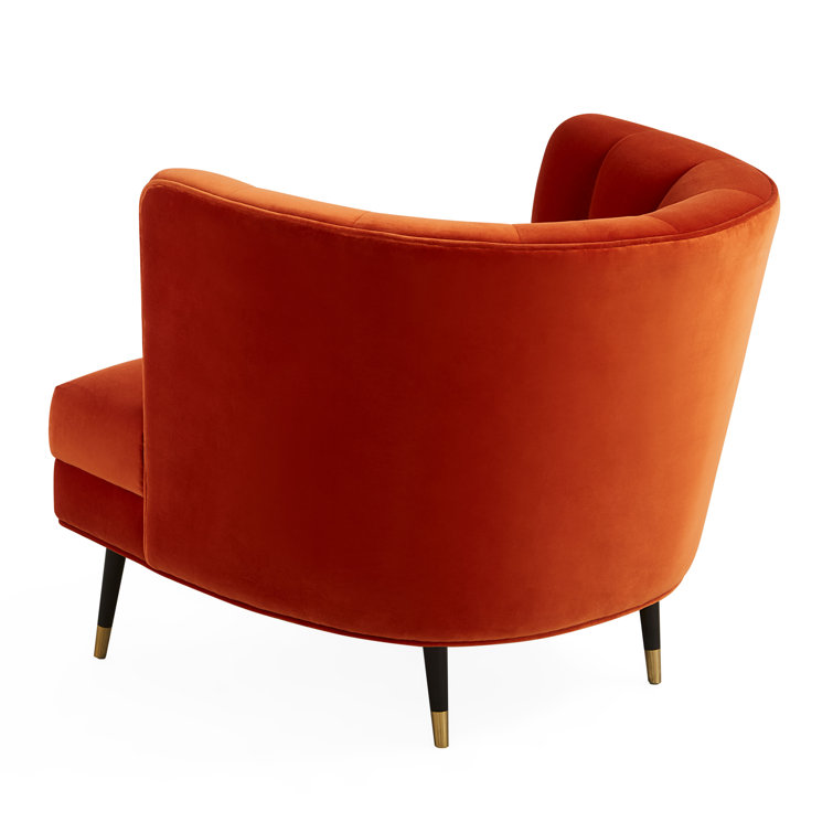 Draper Orange Velvet Barrel Chair with Metal Legs
