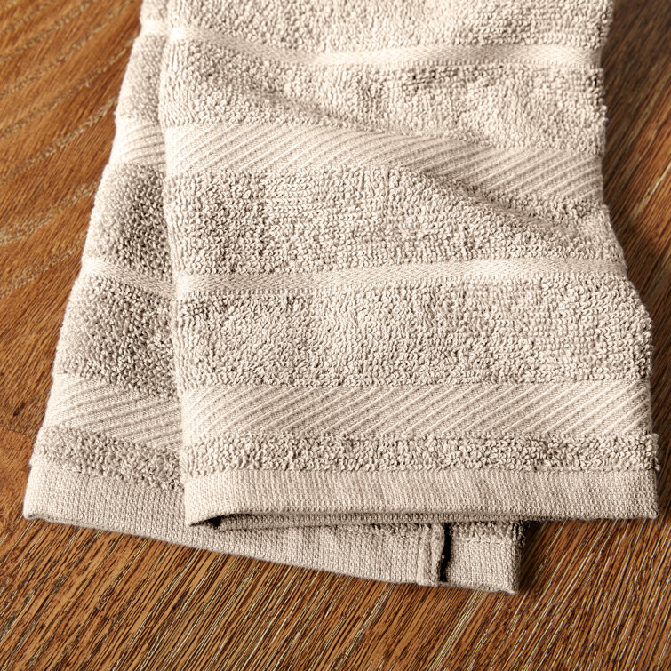 Milkshake Tan and White Cotton Kitchen Towel Set, 16"x26", 4-Pack