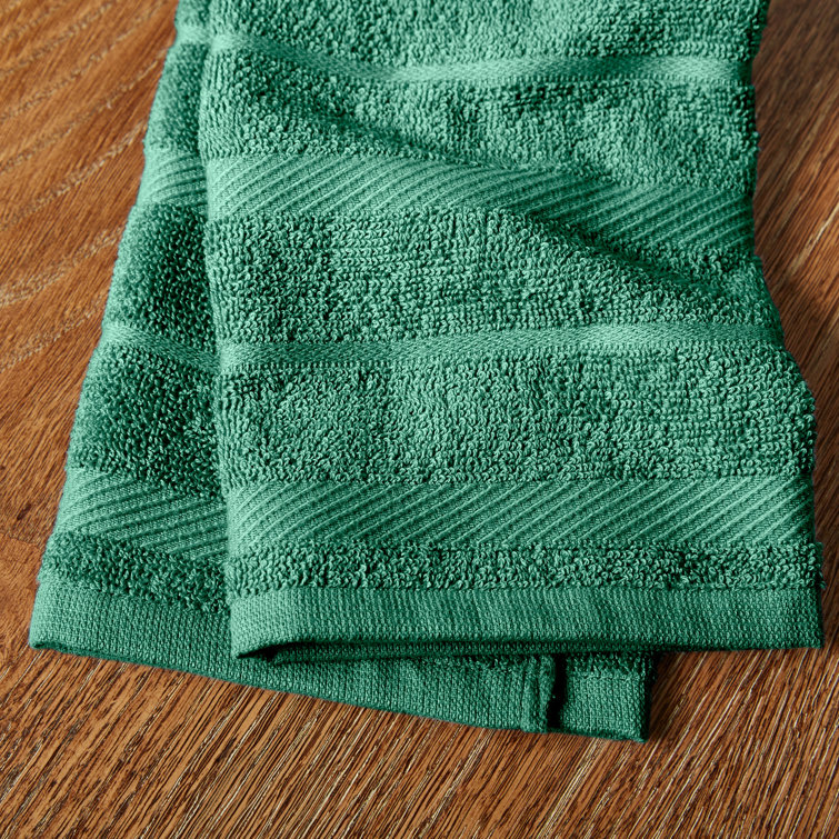 Albany Dark Green and White Cotton Kitchen Towel Set of Four