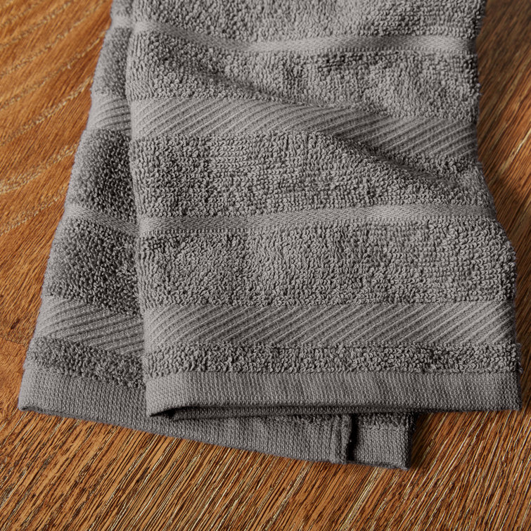 Gray and White Cotton Kitchen Towel Set of Four