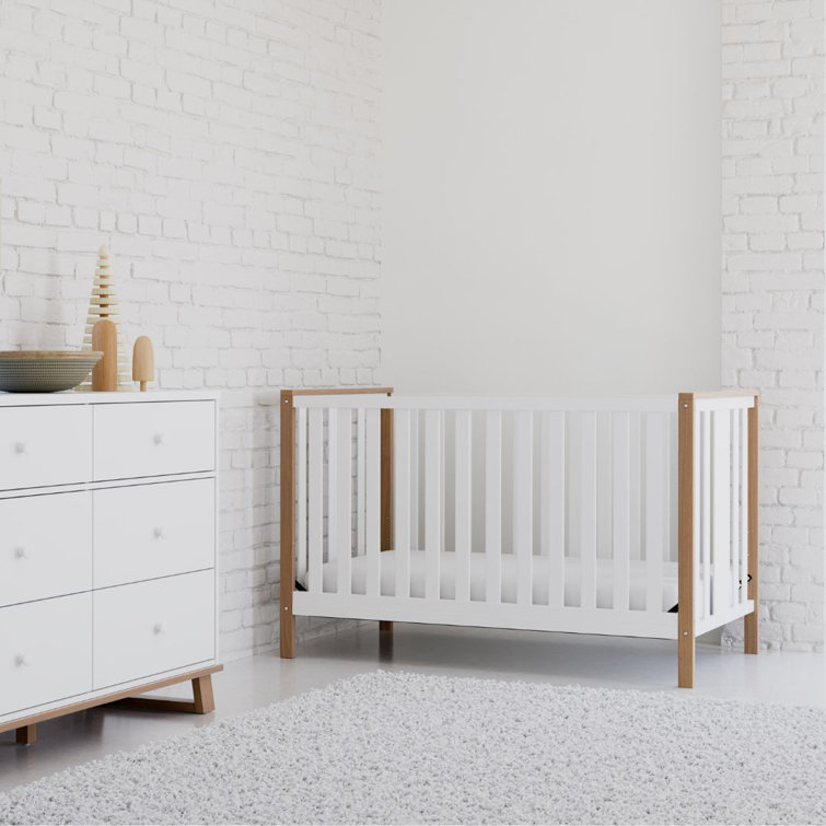 Modern Pacific White and Driftwood 4-in-1 Convertible Crib