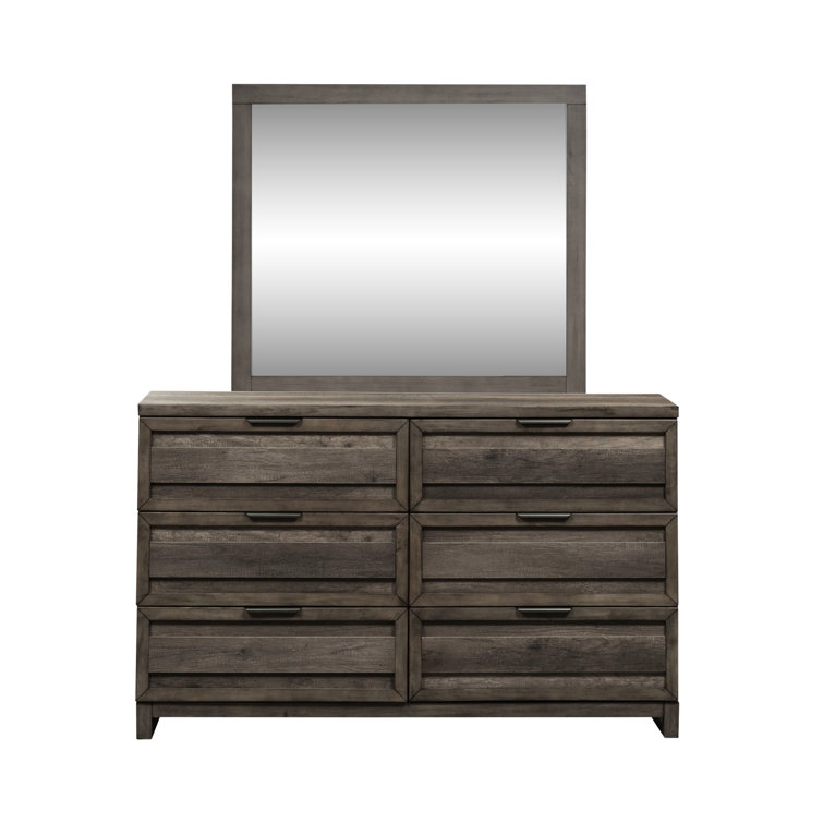 Greystone 6-Drawer Dresser with Beveled Mirror