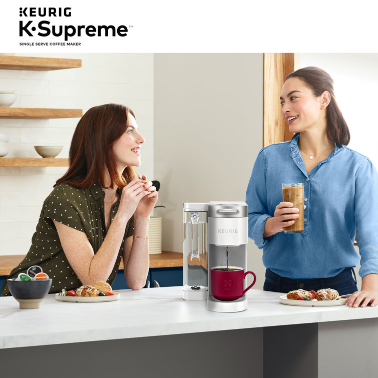 Elevated White Single-Serve Pod Coffee Maker with MultiStream Technology