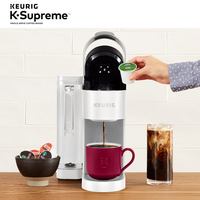Elevated White Single-Serve Pod Coffee Maker with MultiStream Technology