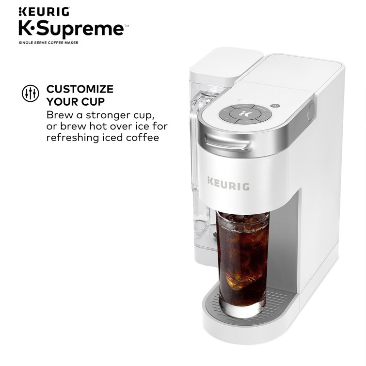 Elevated White Single-Serve Pod Coffee Maker with MultiStream Technology