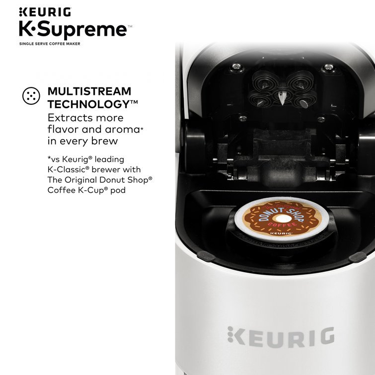Elevated White Single-Serve Pod Coffee Maker with MultiStream Technology