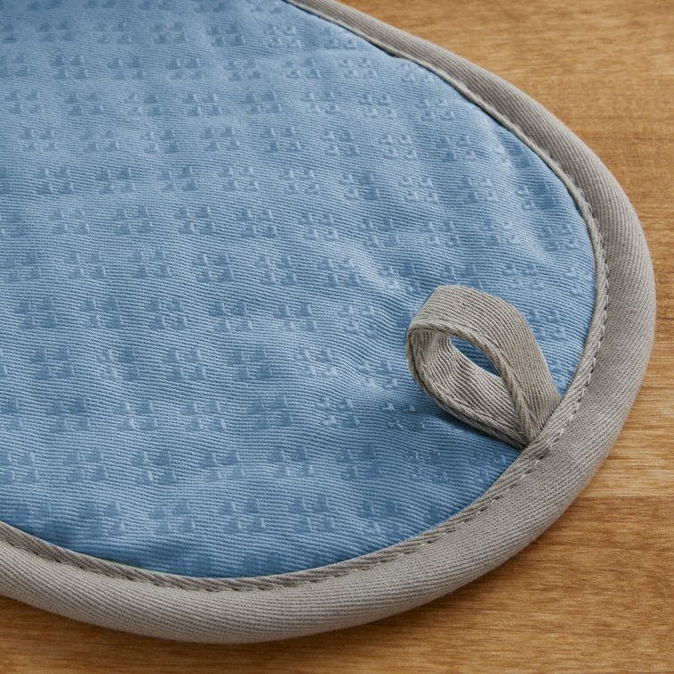 Blue Velvet Silicone Grip Oval Pot Holder Set