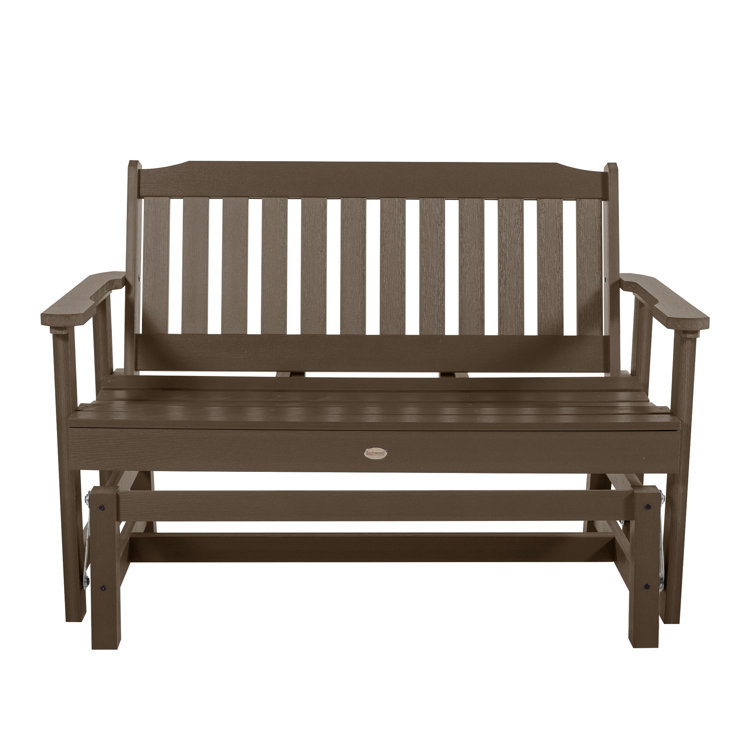 Weathered Acorn Poly Lumber Outdoor Glider Bench