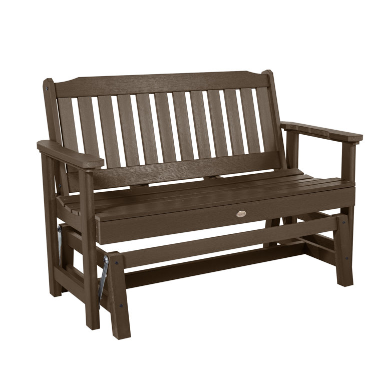Weathered Acorn Poly Lumber Outdoor Glider Bench
