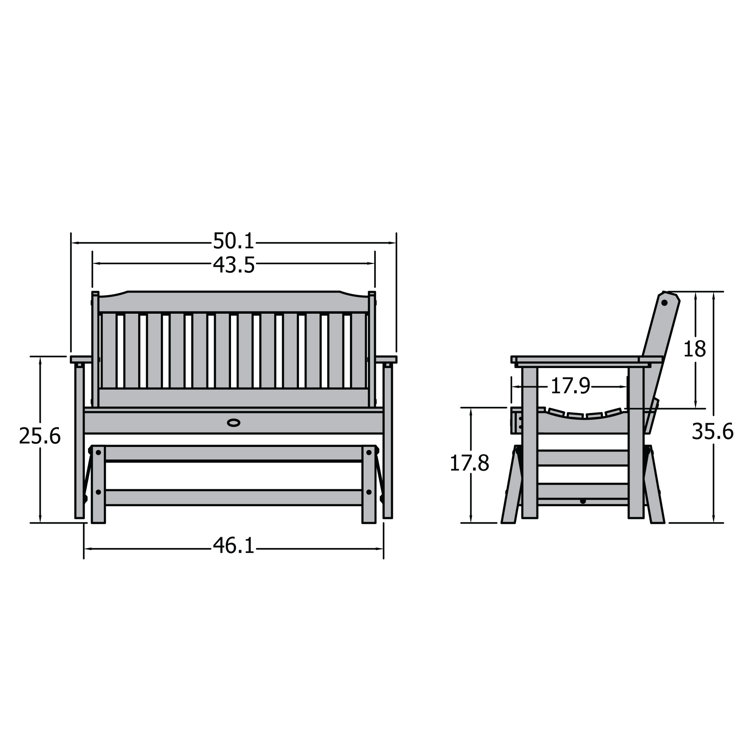 Weathered Acorn Poly Lumber Outdoor Glider Bench
