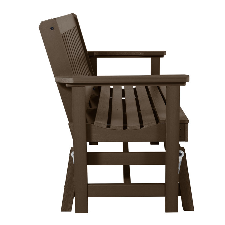 Weathered Acorn Poly Lumber Outdoor Glider Bench