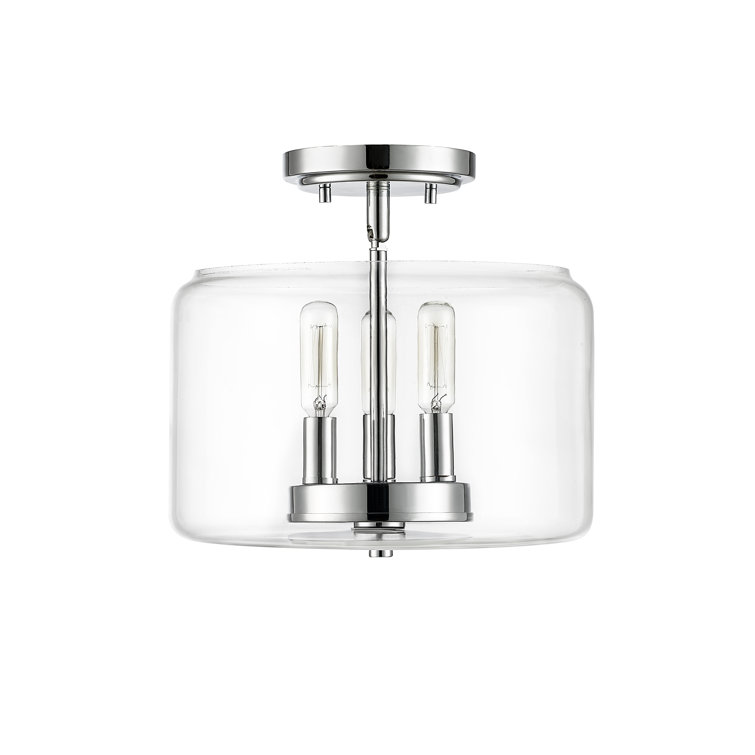 Asheville Chrome and Glass 3-Light Semi-Flush Mount