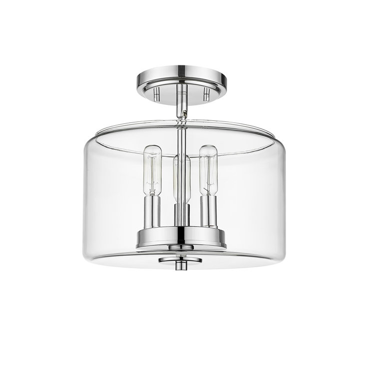 Asheville Chrome and Glass 3-Light Semi-Flush Mount