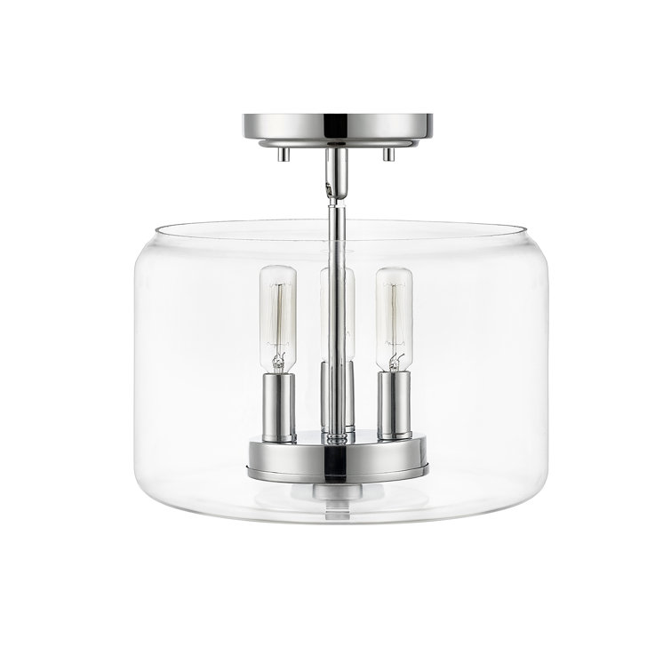 Asheville Chrome and Glass 3-Light Semi-Flush Mount