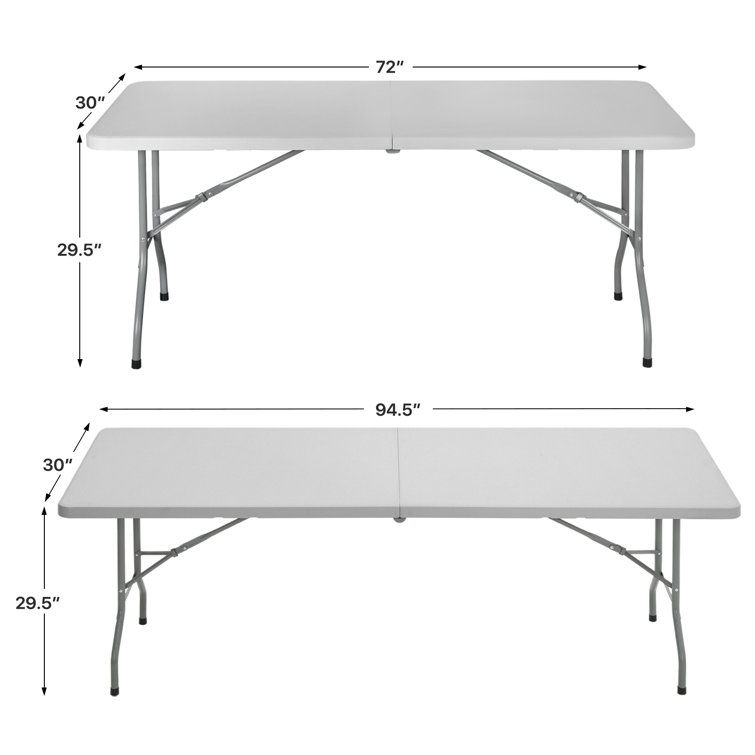 Gray Plastic Folding Table with Steel Frame for Indoor/Outdoor Use