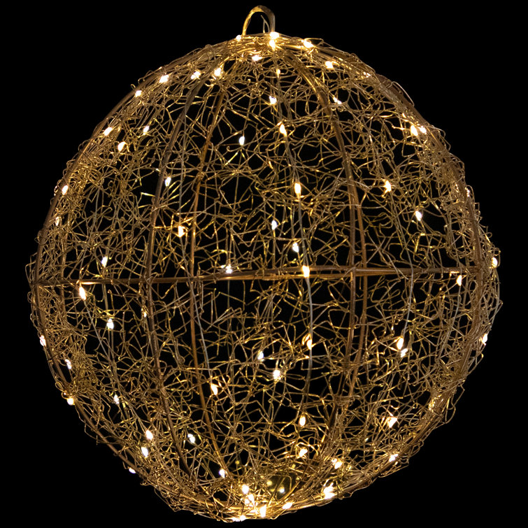 12" Gold Wire Ball with LED Twinkle Lights