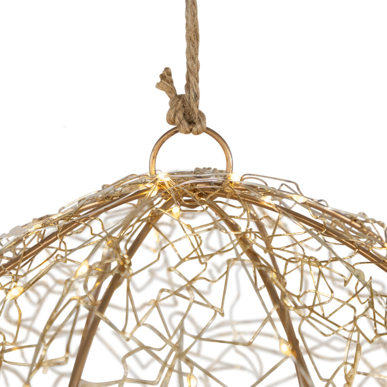 12" Gold Wire Ball with LED Twinkle Lights