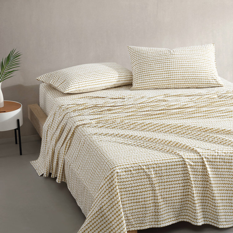 King Geometric Print Organic Cotton Percale Sheet Set