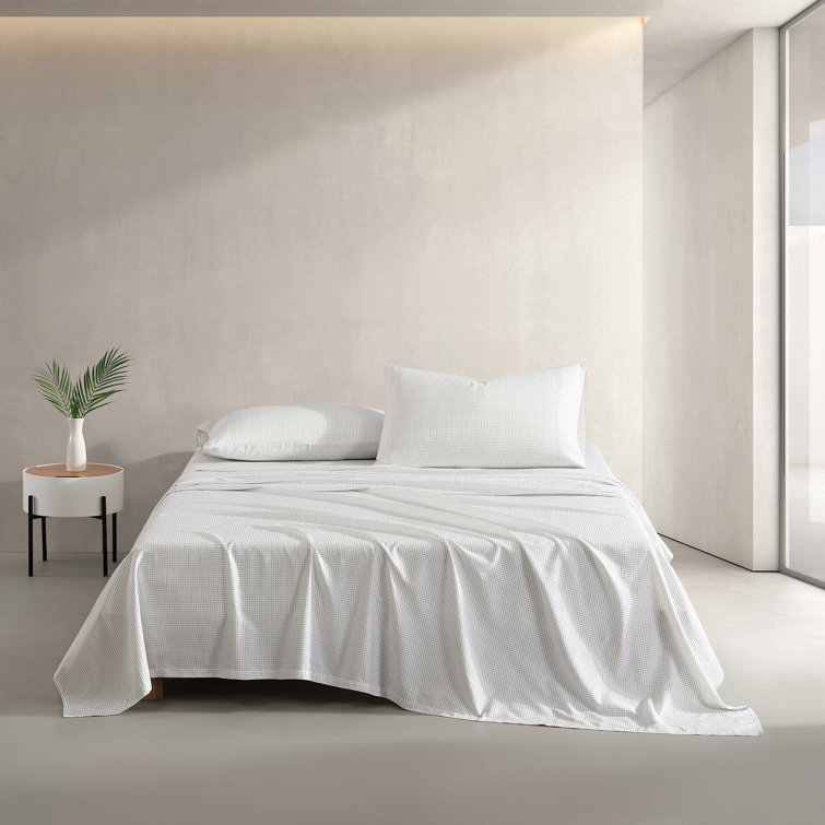 Navy and White Organic Cotton Queen Sheet Set