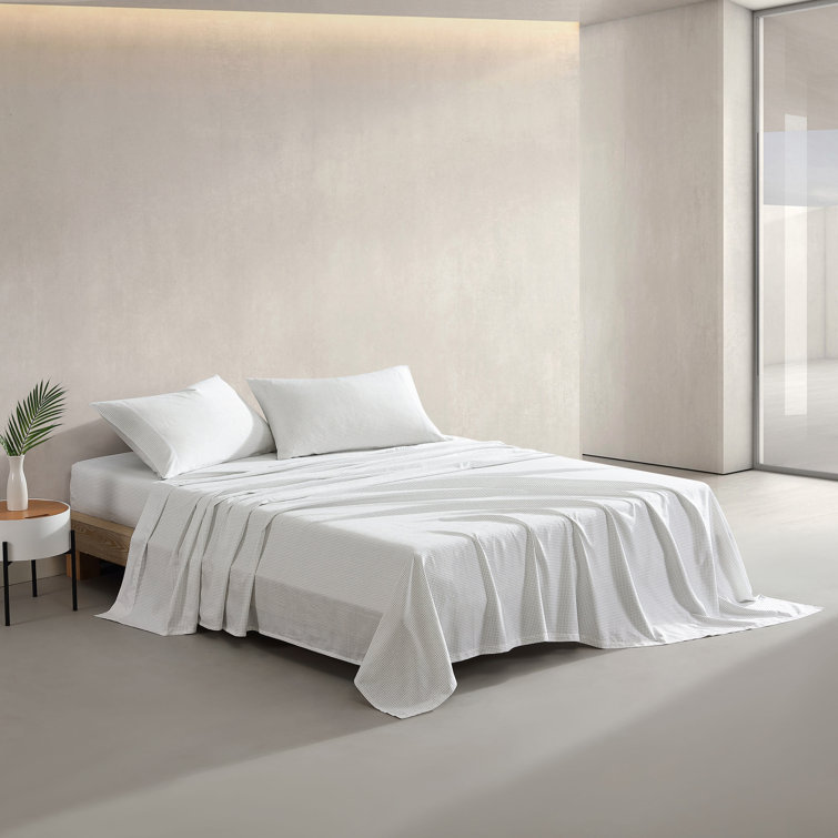 Navy and White Organic Cotton Queen Sheet Set