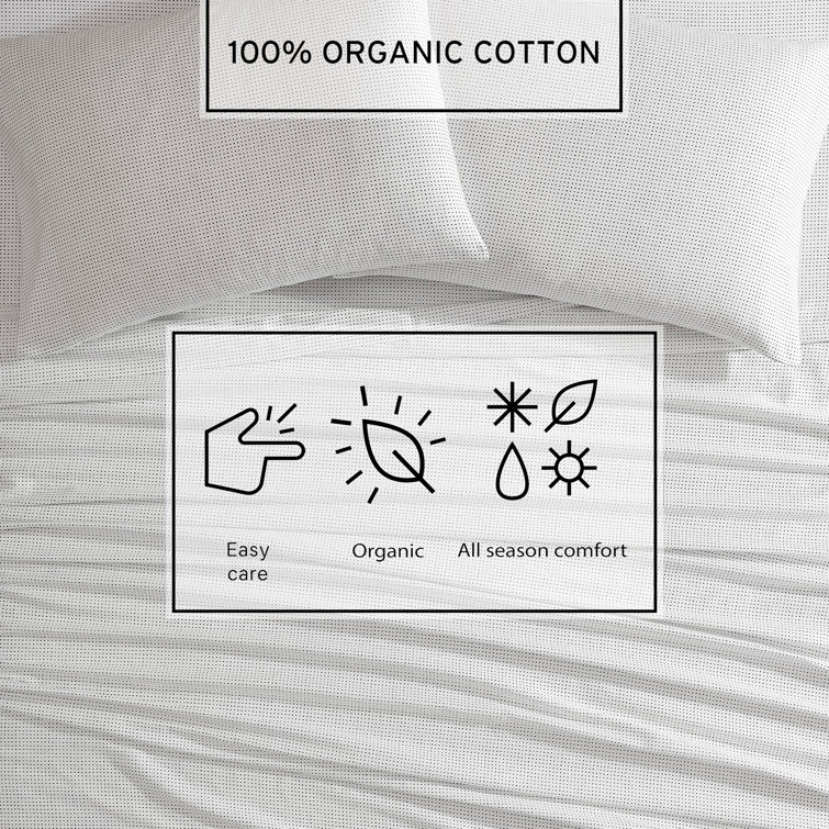 Navy and White Organic Cotton Queen Sheet Set