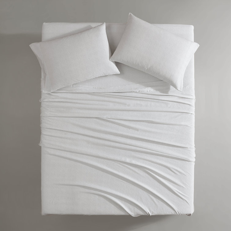Navy and White Organic Cotton Queen Sheet Set