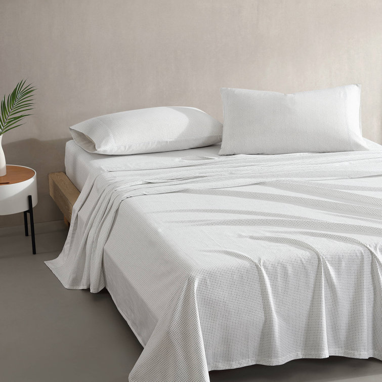 Navy and White Organic Cotton Queen Sheet Set